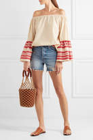 Thumbnail for your product : Mother The Proper Distressed High-rise Denim Shorts - Mid denim