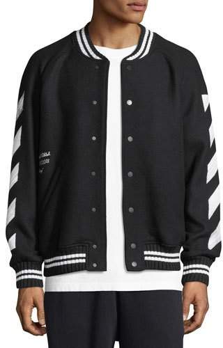 Off-White Brushed Diagonal Arrows Varsity Jacket - ShopStyle Outerwear