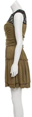 Diane von Furstenberg Lace-Accented Mini Dress Green Lace-Accented Mini Dress