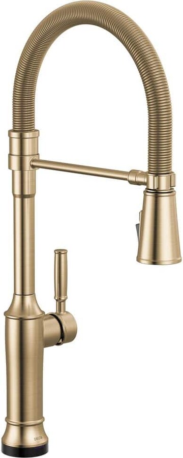 Delta Renaldi Touch2O Spring Spout Gold Champagne Bronze 23.13 in. H Pull Down Sprayer Kitchen Faucet 360° Spout Swivel
