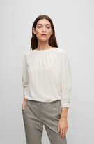 Regular-fit collarless blouse in 