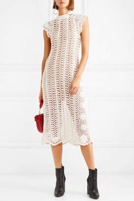 Self-Portrait Crocheted Cotton Midi Dress