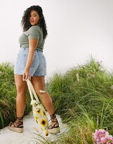 Thumbnail for your product : ASOS Curve DESIGN Curve denim high rise '80s' mom shorts in lightwash