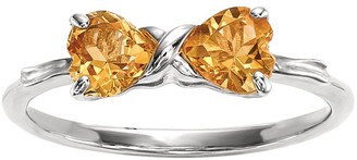 14K White Gold Gemstone Bow Ring