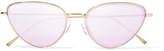 Thumbnail for your product : Illesteva Rebecca Cat-eye Rose Gold-tone Mirrored Sunglasses - Pink