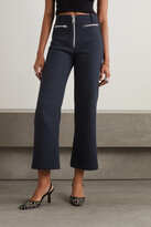 Thumbnail for your product : Meryll Rogge Zip-detailed Cotton-blend Gabardine Straight-leg Pants - Blue