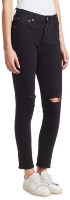 RE/DONE Comfort Stretch Destroyed High-Rise Ankle Skinny