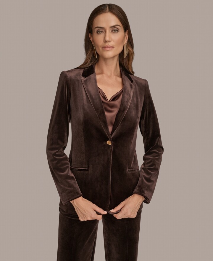 Donna Karan New York Women's Velvet One Button Jacket
