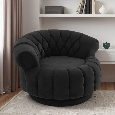 Latitude Run 360°swivel Accent Chair With Plush Thick Armrests And Deeply Cushioned Seat