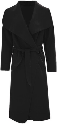 UK Women Italian Long Trench Waterfall Coat Ladies French Belted Duster Jacket