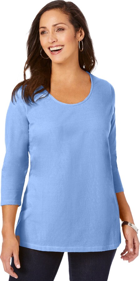 Jessica London Stretch Cotton Scoop Neck Tee