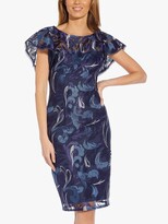 Thumbnail for your product : Adrianna Papell Embroidered Flutter Sleeve Sheath Dress, Navy/Multi