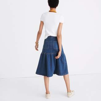 Madewell Denim Bayview Tiered Midi Skirt