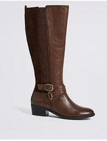 Thumbnail for your product : M&S Collection Leather Block Heel Strap Knee High Boots