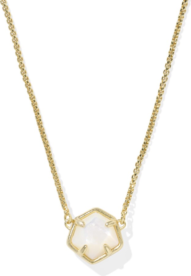 Kendra Scott Jaxon Gold Short Pendant Necklace | Mother Of Pearl