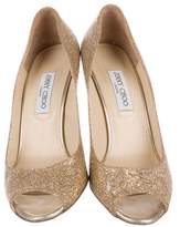 Thumbnail for your product : Jimmy Choo Glitter Peep-Toe Pumps