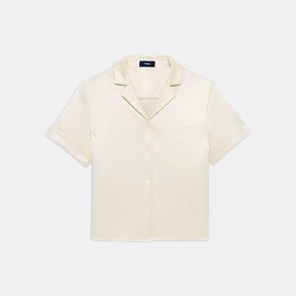 Theory Camp Shirt in Bonded Satin - ShopStyle Tops