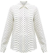 Thumbnail for your product : Gabriela Hearst Mirtha Polka-dot Pintuck-pleat Silk Shirt - Navy White