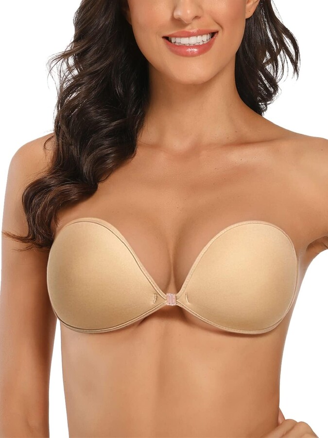 Sticky Bra Strapless Bras for Women Adhesive Invisible Backless Push up  Gathering Lift up Cups Dresses with Nipple Cover
