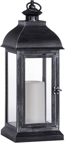 Northlight 15 LED Battery Operated Black Lantern with Flameless Candle