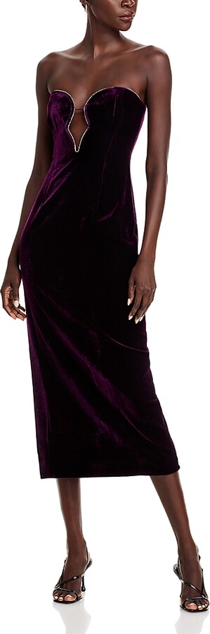 Bardot Lilah Velour Midi Dress ShopStyle