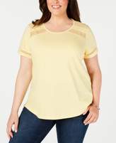 Thumbnail for your product : Charter Club Plus Size Crochet-Trim Cotton T-Shirt, Created for Macy's