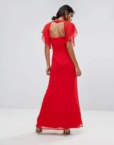 Thumbnail for your product : Elise Ryan Embellished Trim Maxi Dress With Fluted Sleeve