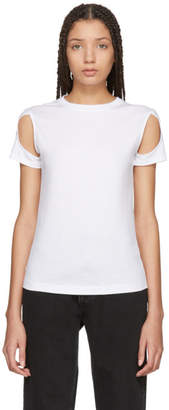Helmut Lang White Cut Out Sleeve T-Shirt