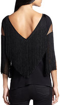 Thumbnail for your product : Alexis Demitri Fringe-Trimmed Mesh-Paneled Top
