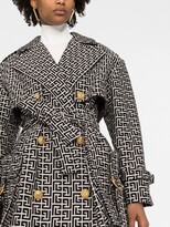 Thumbnail for your product : Balmain Monogram-Print Double-Breasted Trench Coat