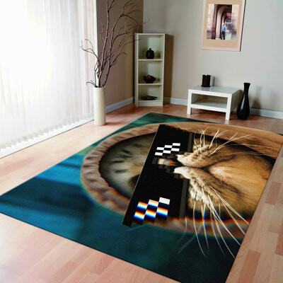 kayra export Chic Floral Printed Non-Woven Thin Type Rug with Intricate Design Ideal for Home Decor