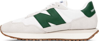 New Balance White & Green 237 Sneakers