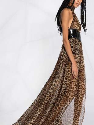 Philipp Plein Leopard Print Halter Dress