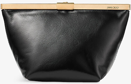 Jimmy Choo Womens Black/Gold Ganache Biker Leather Clutch Bag 1 Size