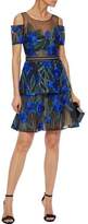 Thumbnail for your product : Marchesa Notte Cold-Shoulder Metallic Embroidered Tulle Mini Dress