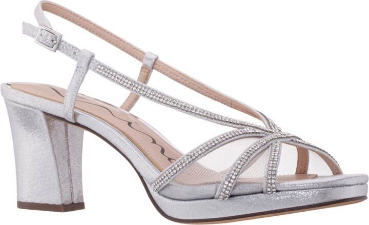 Nina Women's Bonney Rhinestone Square Toe Dress Sandals