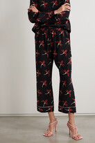 Thumbnail for your product : Valentino Cropped Floral-print Silk Crepe De Chine Straight-leg Pants - Black