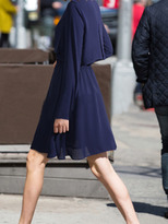 Thumbnail for your product : Choies Buttons Front Long Sleeve A-line Dress in Navy