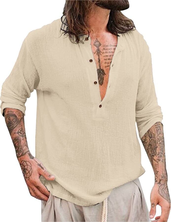YAOBAOLE Men's Loose Fit Button Up Shirts Classic Long Sleeve