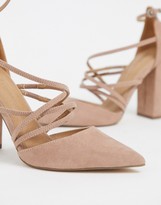 Thumbnail for your product : ASOS DESIGN Pick Me Up high block heels in taupe