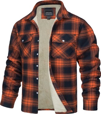 TACVASEN Lumberjack Shirt Mens Thick Cotton Plaid Jackets Casual Button  Down Collar Outwear Winter Thermal Jacket Orange - ShopStyle