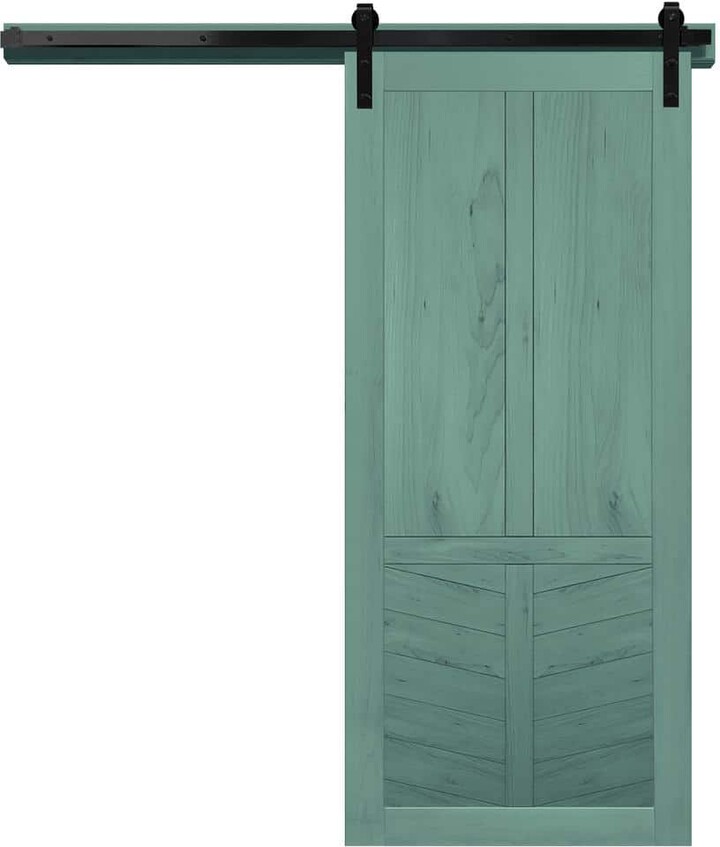 VeryCustom 42 in. x 84 in. The Robinhood Caribbean Wood Sliding Barn Door with Hardware Kit