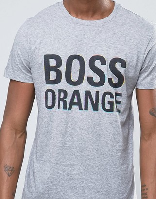 BOSS ORANGE by Hugo Boss Logo T-Shirt Slim Fit in Gray Marl