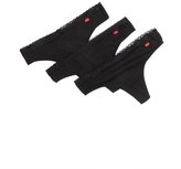 Thumbnail for your product : Natori set of 3 black cotton blend lace trim thong