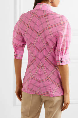 VVB Checked Cotton And Silk-blend Shirt - Pink