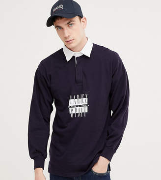 ASOS Parlez Rugby Long Sleeve T-Shirt With Sport Logo In Navy Exclusive To