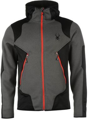 Spyder Mens Sanction Jacket Fleece Winter Chin Guard Hooded Full Zip Top