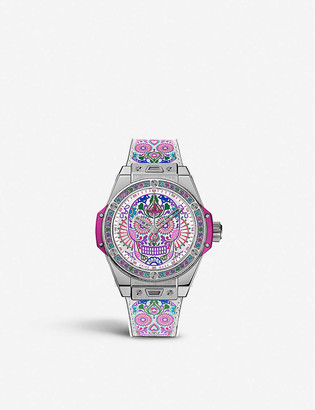 Hublot 465SX2090VR1299MEX18 Big Bang One Click Calavera Catrina stainless steel, leather and rubber watch
