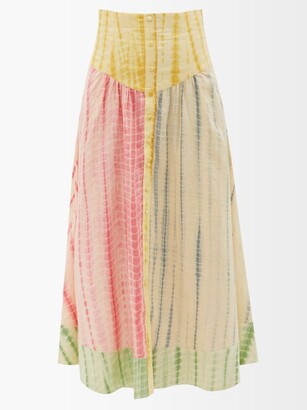 ALÉMAIS Alémais - Tie-dye Linen Midi Skirt - Multi
