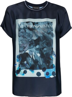 Emporio Armani graphic-print panelled T-shirt